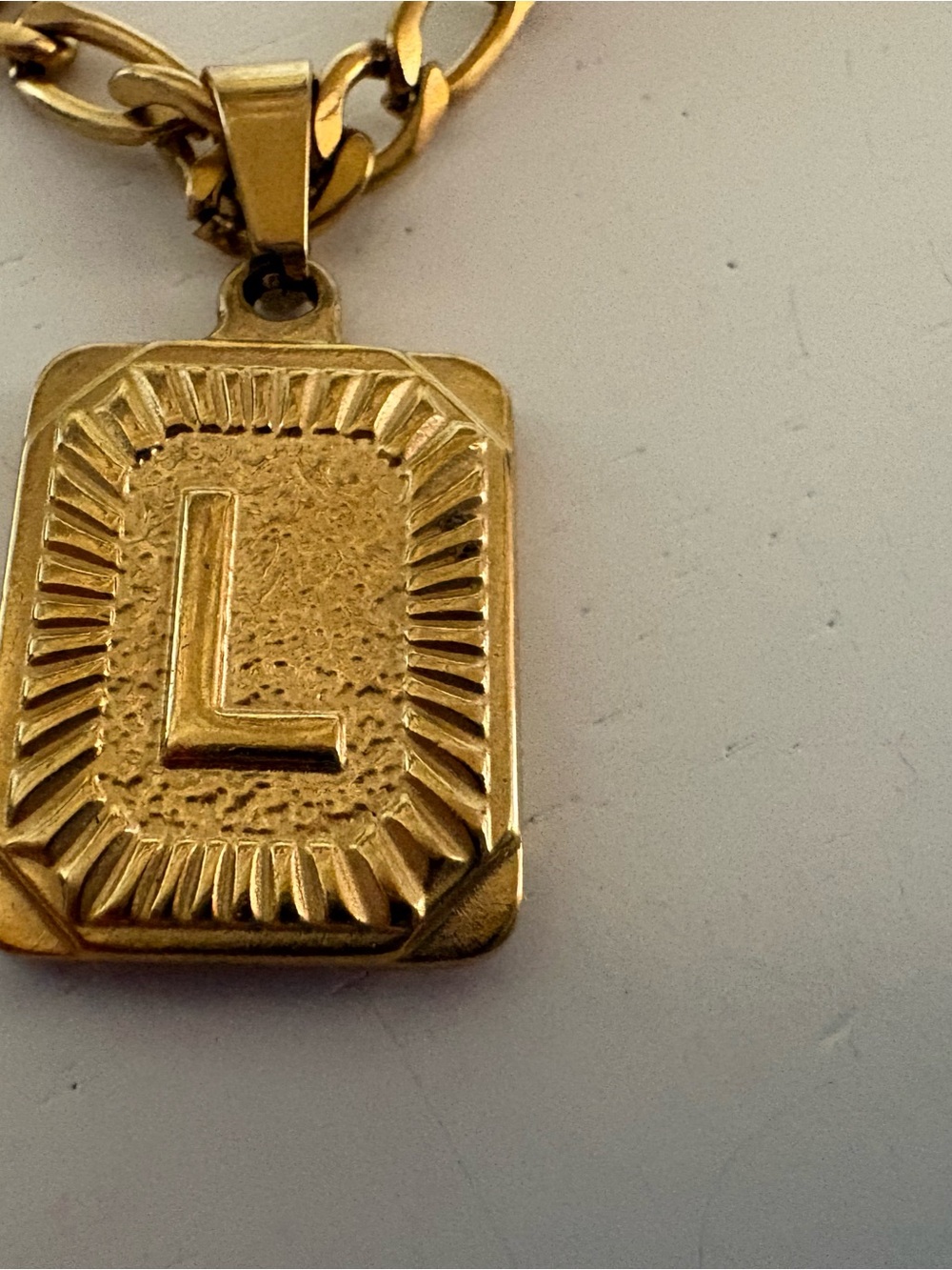 Gold Tone Initial 'L' Pendant Necklace - Women Jewelry - Picture 2 of 3